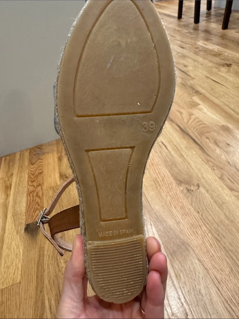 Cordani Metallic Blue & Tan Leather Espadrille Wedge Sandals – Size 39 (US 8.5)